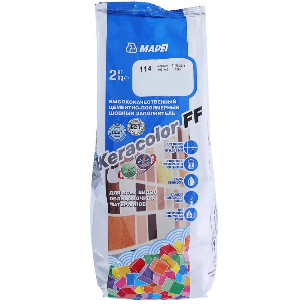 Затирка Mapei Keracolor FF 114 цвет антрацит 2 кг от компании ИП Фомичев - фото 1