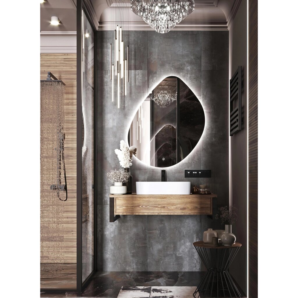 Зеркало для ванной Бордо с подсветкой 76x90 см цвет серый от компании ИП Фомичев - фото 1