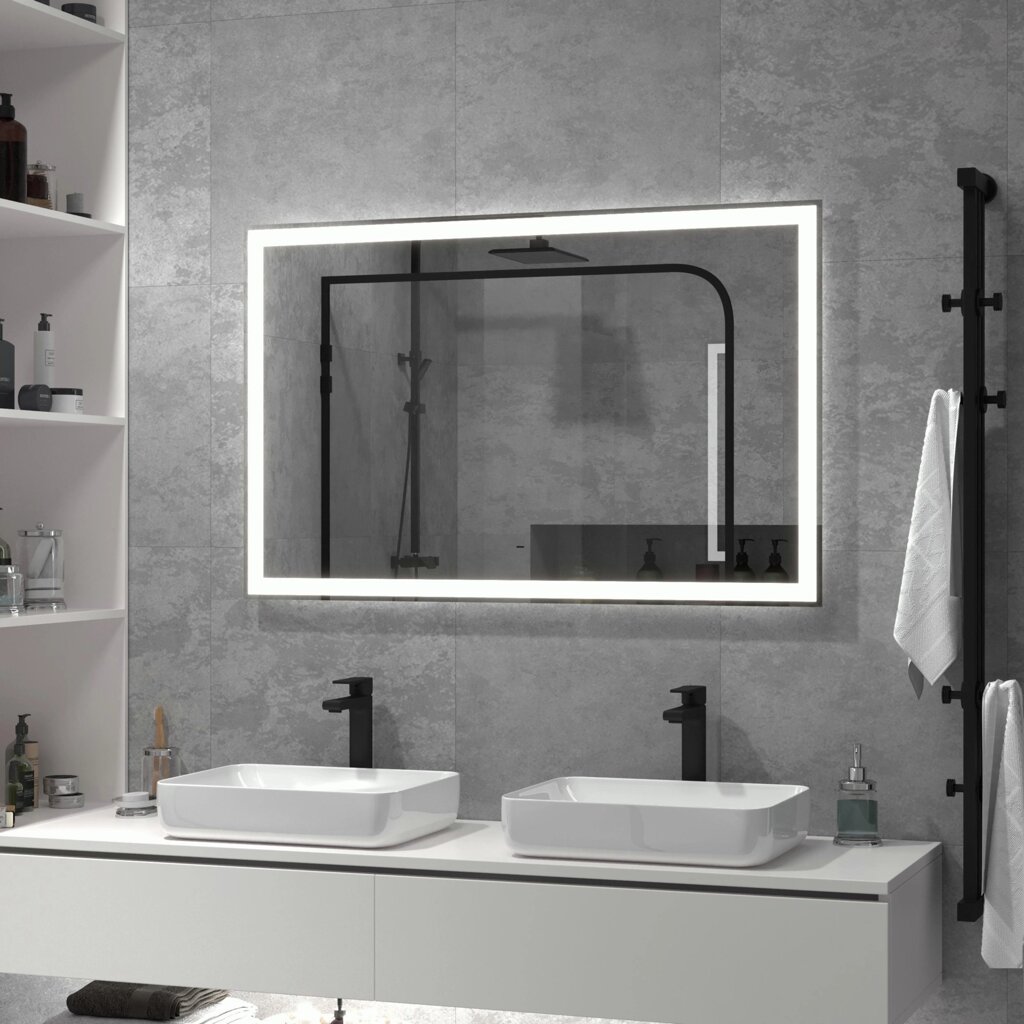 Зеркало для ванной Status с подсветкой 120x70 см цвет серый от компании ИП Фомичев - фото 1