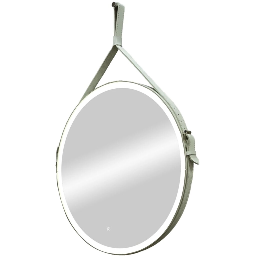 Зеркало "Ритц" D 650 на ремне из натуральной кожи белого цвета от компании ИП Фомичев - фото 1