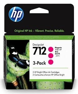 Оригинальные струйные картриджи HP 712 Magenta (пурпурные) 3 шт. в упаковке (арт. 3ED78A)