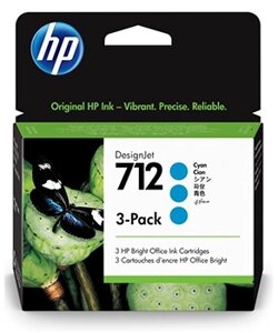 Оригинальные струйные картриджи HP 712 Cyan (голубой) 3 шт. в упаковке (арт. 3ED77A)