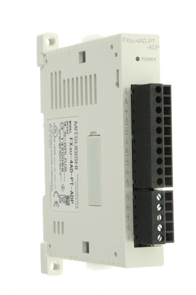 ПЛК: Модули ввода/вывода FX3U-4AD-PT-ADP Mitsubishi MELSEC FX PLC I/O Module 4 (PT100) Inputs, 5  24 V dc, 90 x 17.6 x от компании Alianza - Комплексные поставки - фото 1