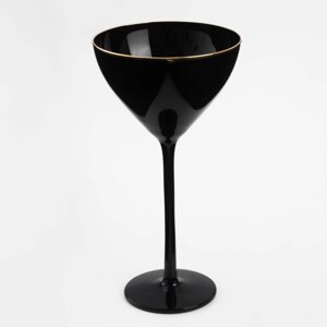 Бокал для мартини, 350 мл, стекло, с золотистым кантом, черный, Bresso color