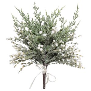 Букет декоративный, 40 см, пластик, Хвоя с белыми цветами, Conifer decor