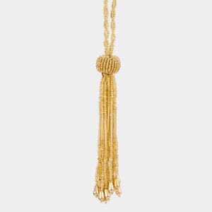 Игрушка елочная, 20 см, с кисточкой, бисер, золотистая, Шар, Ball tassel