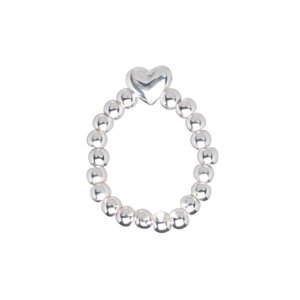 Кольцо, р. S-M, единый размер, пластик, серебристое, Сердце, Pearl heart