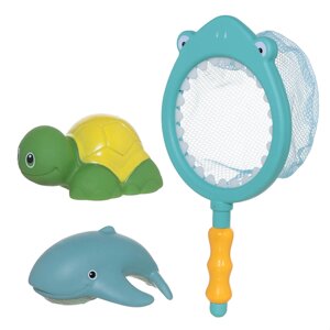 Набор игрушек для купания, 3 пр, сачок/игрушки, резина/пластик, Акула, Aquatic animals