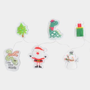 Набор наклеек, 14х30 см, 6 шт, с подсветкой, многоразовые, термопластик, Christmas decal