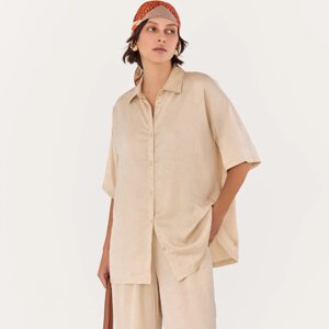 Рубашка женская, р. XL, с коротким рукавом, полиэстер, золотистая, Rosalinda