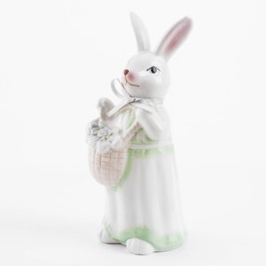 Статуэтка, 22 см, керамика, Крольчиха в платье и с цветами, Easter blooming