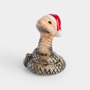 Статуэтка, 6 см, керамика, коричневая, Змея в колпаке, Snake santa