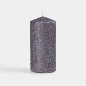 Свеча, 9 см, цилиндрическая, с блестками, графитовая, Sparkly candle