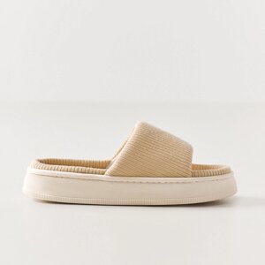 Тапочки женские, домашние, р. 38-39, пряжа/полиэстер, бежевые, Knitted