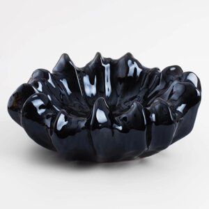 Ваза для фруктов, 27х11 см, керамика, черная, Волны, Royal jungle