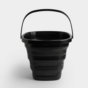 Ведро складное, 10 л, пластик/резина, квадратное, черное, Foldaway black