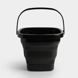 Ведро складное, 5 л, пластик/резина, квадратное, черное, Foldaway black