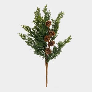 Ветка декоративная, 42 см, полиэтилен/металл, Хвоя с шишками, Conifer decor
