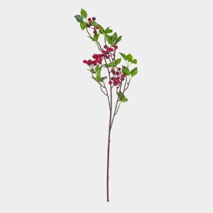 Ветка декоративная, 70 см, пенопласт/полиэстер, Красные ягоды, Red berry
