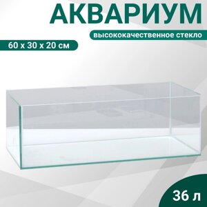 Аквариум Прямоугольный "Акваскейп" прозрачный шов, 36 литров, 60 х 30 х 20 см