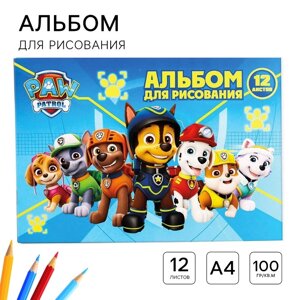 Альбом для рисования А4, 12 листов 100 г/м²на скрепке, Щенячий патруль