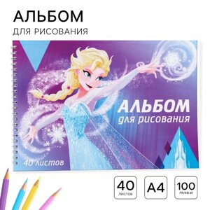 Альбом для рисования А4, 40 листов 100 г/м²на пружине, Холодное сердце