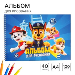 Альбом для рисования А4, 40 листов 100 г/м²на пружине, Щенячий патруль