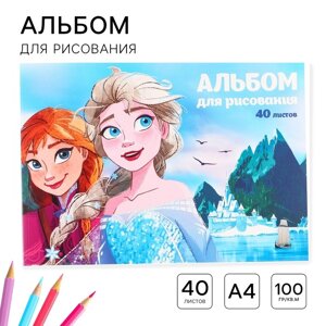 Альбом для рисования А4, 40 листов 100 г/м²на склейке, Холодное сердце