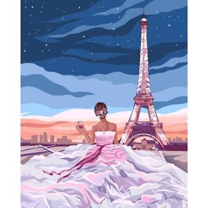 Алмазная мозаика с полным заполнением «Девушка в Париже» 50х60 см