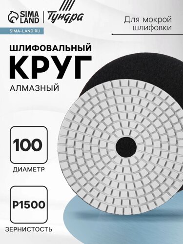 Алмазный гибкий шлифовальный круг ТУНДРА "Черепашка", для мокрой шлифовки, 100 мм,1500