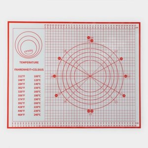 Армированный коврик для выпечки с разметкой, силикон, 5040 см, цвет красный