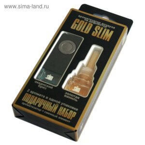Ароматизатор на дефлектор Slim Gold океанский бриз + сменный блок золотая ваниль, 8 мл