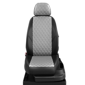 Авточехлы для Nissan Terrano 3 с 2017-н. в., джип, с перфорацией, экокожа, цвет светло-серый, чёрный