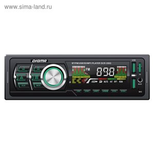 Автомагнитола digma DCR-350G, 1DIN, 4 х 45 вт, bluetooth, usbx2, AUX, SD