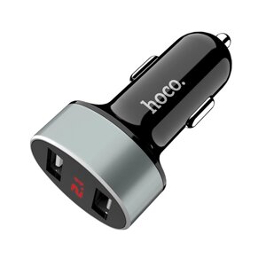 Автомобильное зарядное устройство Hoco Z26, 2 USB, 2.1 А, дисплей, чёрное