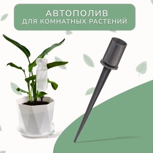 Автополив для комнатных растений под бутылку, регулируемый, серый, из пластика, высота 16 см, 4 шт.