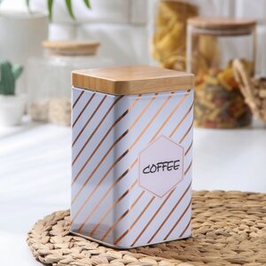 Банка для сыпучих продуктов «Кофе. Линии», 9915 см, цвет серый