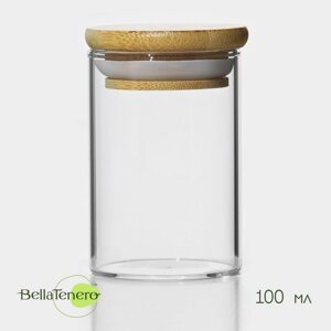 Баночка стеклянная для специй с бамбуковой крышкой BellaTenero «Эко», 100 мл, 58 см