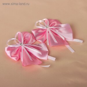 Бант-бабочка свадебный для декора, атласный, 2 шт, розовый