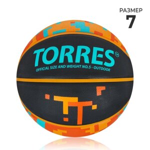 Баскетбольный мяч TORRES TT, B02127, клееный, 8 панелей, р. 7, резина, бутиловая камера