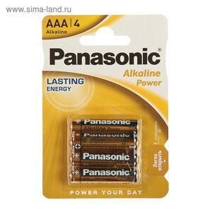 Батарейка алкалиновая Panasonic Alkaline Power, AAA, LR03-4BL, 1.5В, блистер, 4 шт.