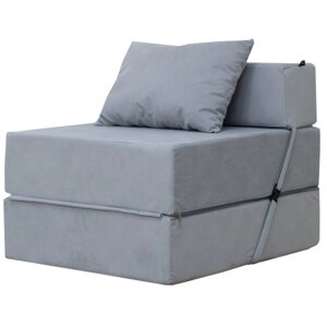 Бескаркасное кресло-кровать «Эссен», ткань велюр, цвет серый