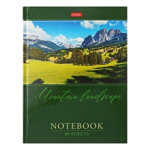 Бизнес-блокнот А5, 80 листов, в клетку "Горный пейзаж", твёрдая обложка, 5-цветный блок, блок 65г/м2