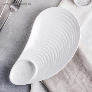 Блюдо керамическое с соусником «Ракушка», 28152 см, цвет белый