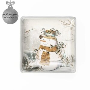 Блюдо сервировочное Доляна «Рождественский снеговик», 1515 см, цвет белый