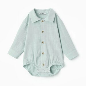 Боди-рубашка для мальчика MINAKU, цвет серо-зеленый, размер 62-68 см