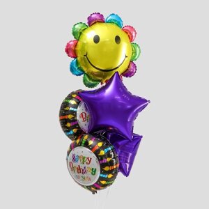 Букет из шаров «С днём рождения», ромашка, фольга, набор из 5 шт.