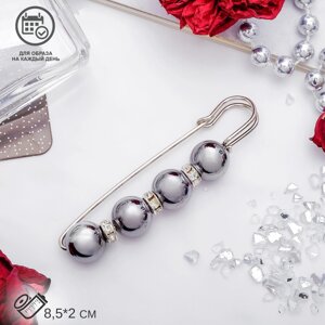 Булавка «Квартет» шар №14, 8,5 см, цвет глянцевый серый в серебре
