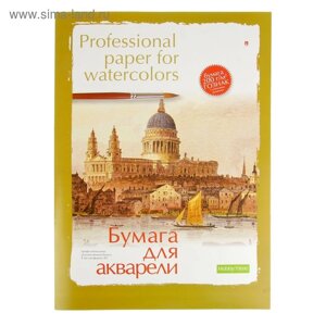 Бумага для акварели А2, 8 листов "Профессиональная", бумага Гознак, 200 г/м2