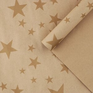 Бумага упаковочная крафтовая «Звёзды», 1 лист, 70 х 100 см